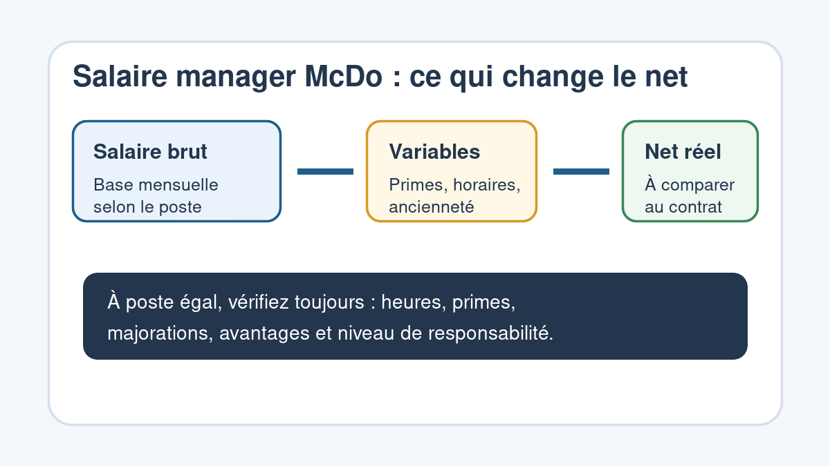 Schéma des éléments qui composent le salaire d'un manager McDo